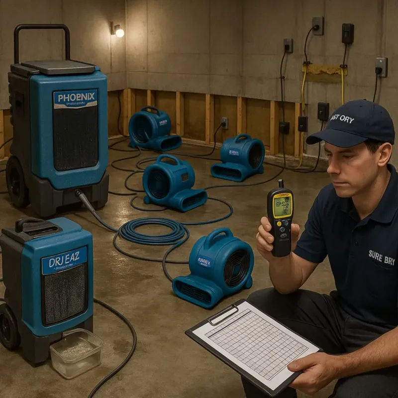 Structural Drying and Dehumidification process in Cudahy, WI